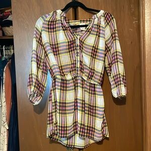 Plaid sheer blouse